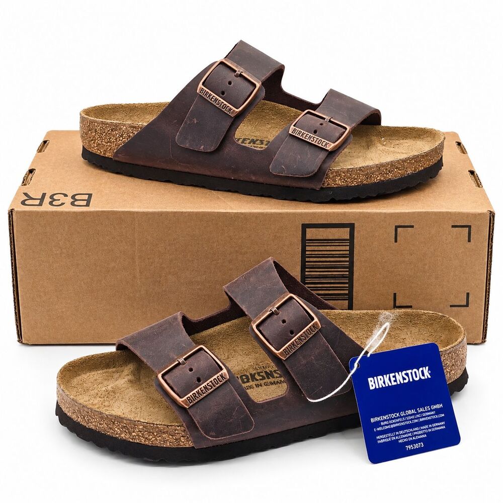 Birkenstock Arizona Womens 8 Mens 6 EU39 Habana Oiled Leather Sandals Wide Fit